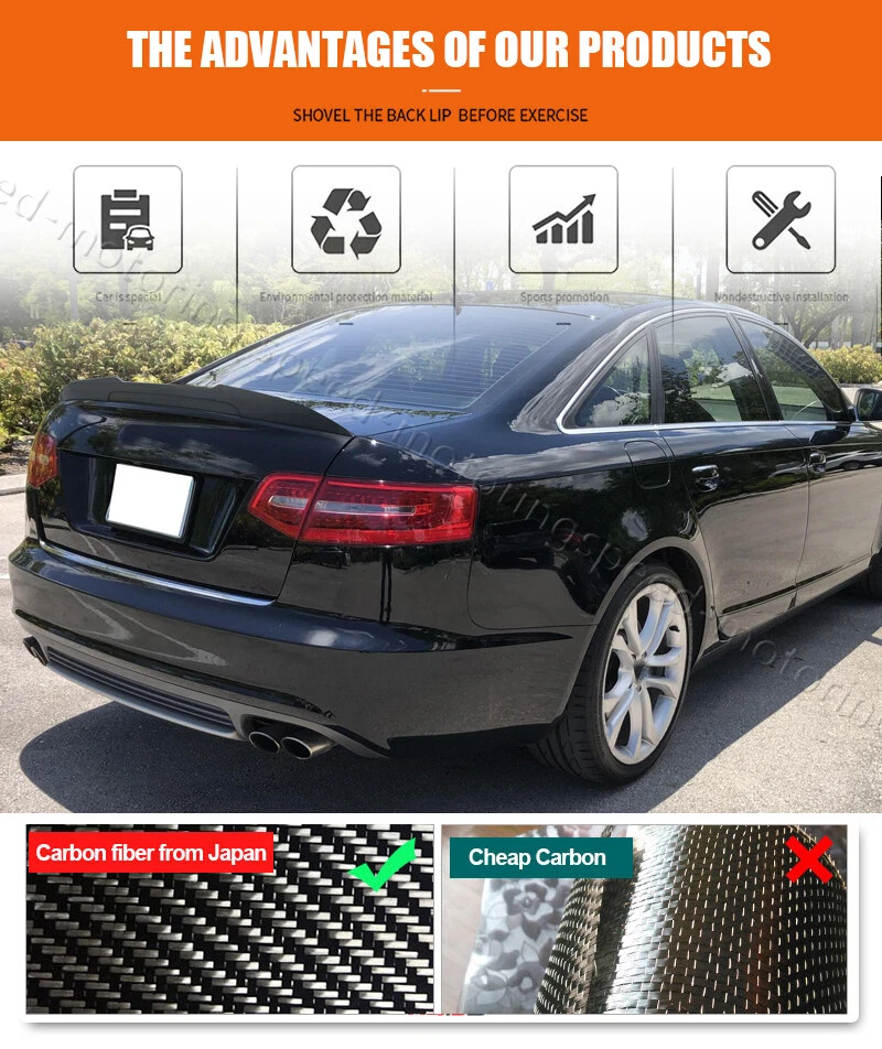 Alerón trasero de carbono real para AUDI A6 C6 Sline S6 sedán 2008-2011 Foto 2 de 4