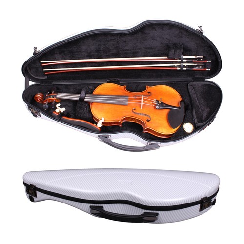 Carbon Fiber White Violin Case 4/4 Violin Cases with Lock & Back Strap - Picture 2 of 13