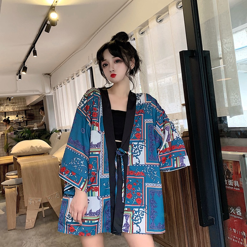Women Lady Floral Kimono Jacket 