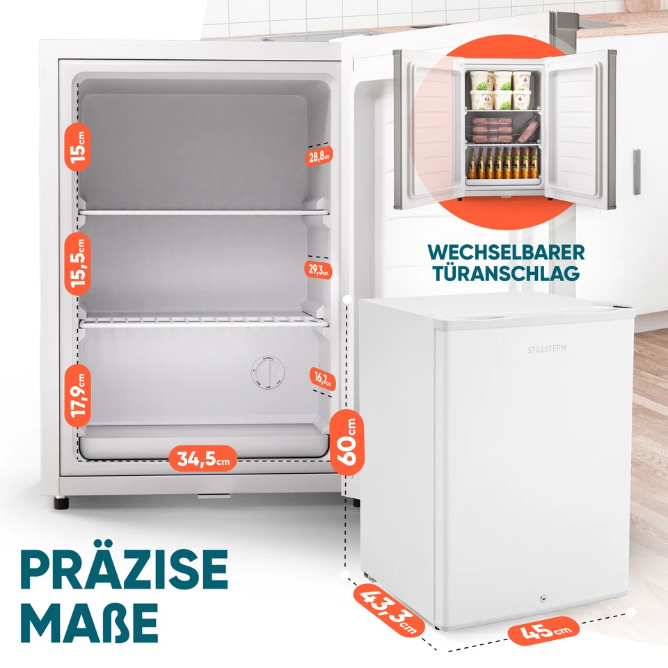 Mini-Gefrierschrank mit Schloss E 42L, 4-Sterne, Leise, Gefrierbox, Weiß - Bild 3 von 4