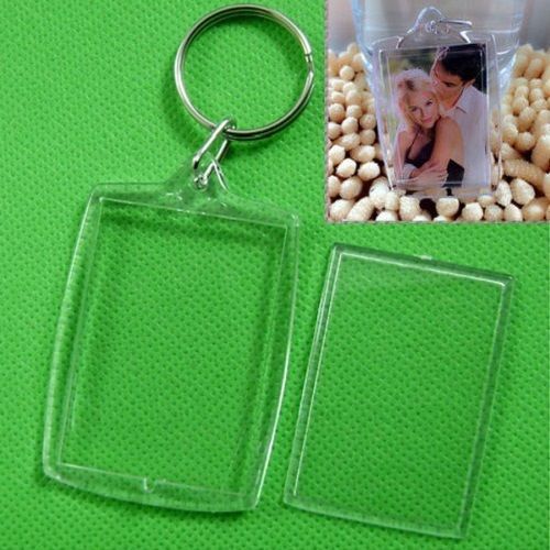 5X Clear Acrylic Blank Photo Picture Frame Key Ring Keychain Keyring