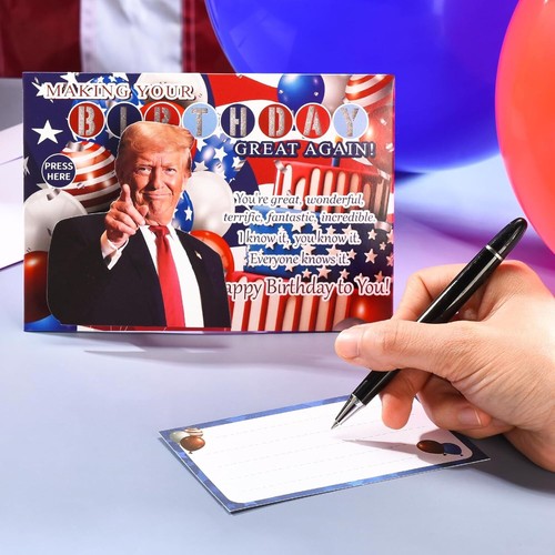 Biglietto di compleanno Talking Trump con voce e luce reali, divertente Donald Trump Happy Bi - Foto 4 di 11