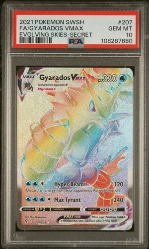 PSA 10 GEM MINT 2021 POKÉMON SWSH GYARADOS VMAX 207/203 EVOLVING SKIES SECRET 🔥