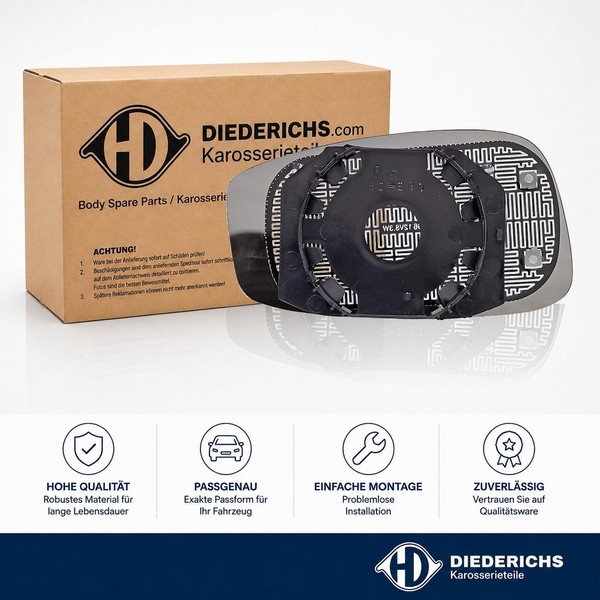 Spiegelglas Aussenspiegel Rechts Diederichs 3462026 Passend FÜR Fiat-image