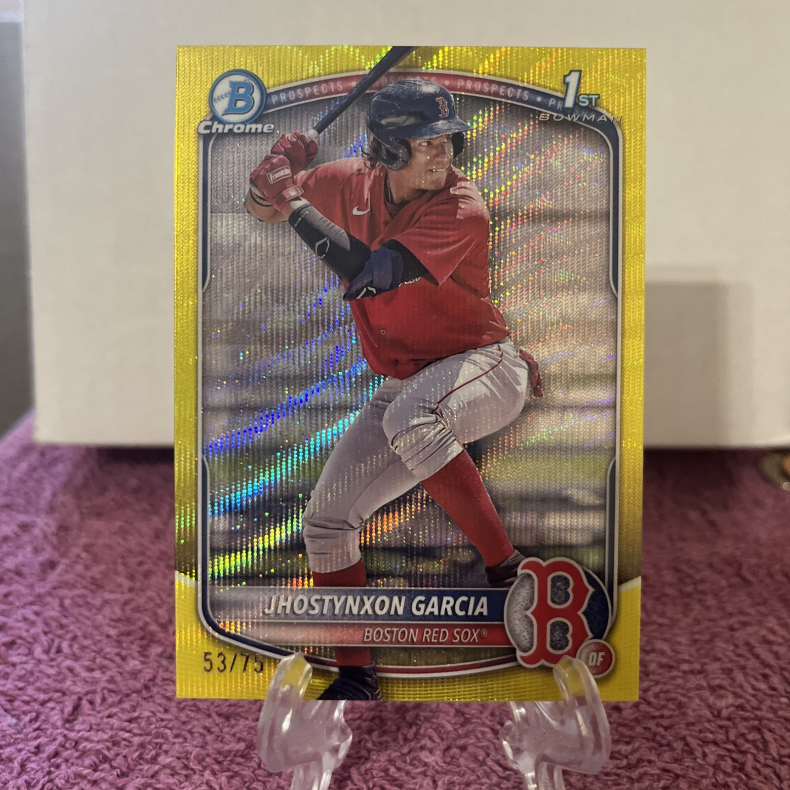 2025 Bowman - Chrome Prospects Jhostynxon Garcia #BCP-43 Yellow Wave /75 Redsox