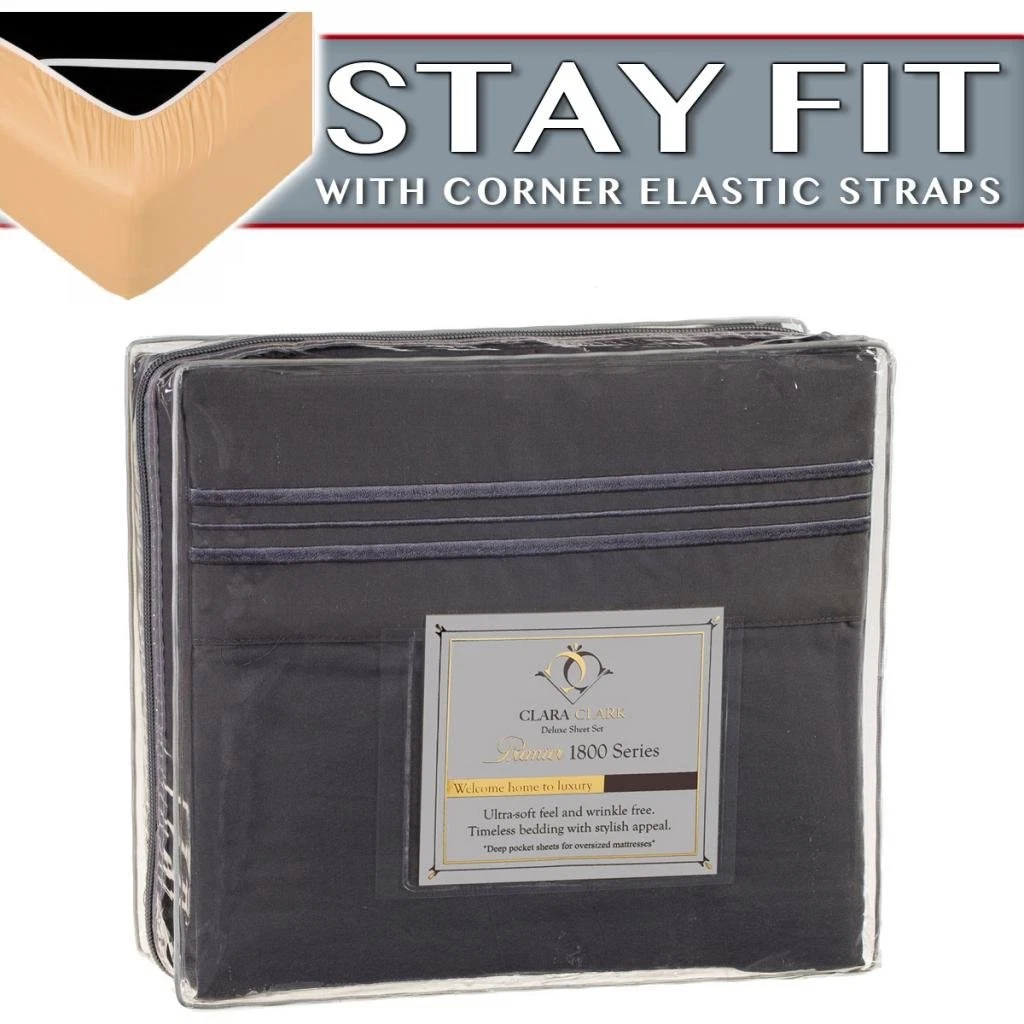 1800 Series Bed Sets - Stay fit on Mattress with Elastic Straps at Corners - ...