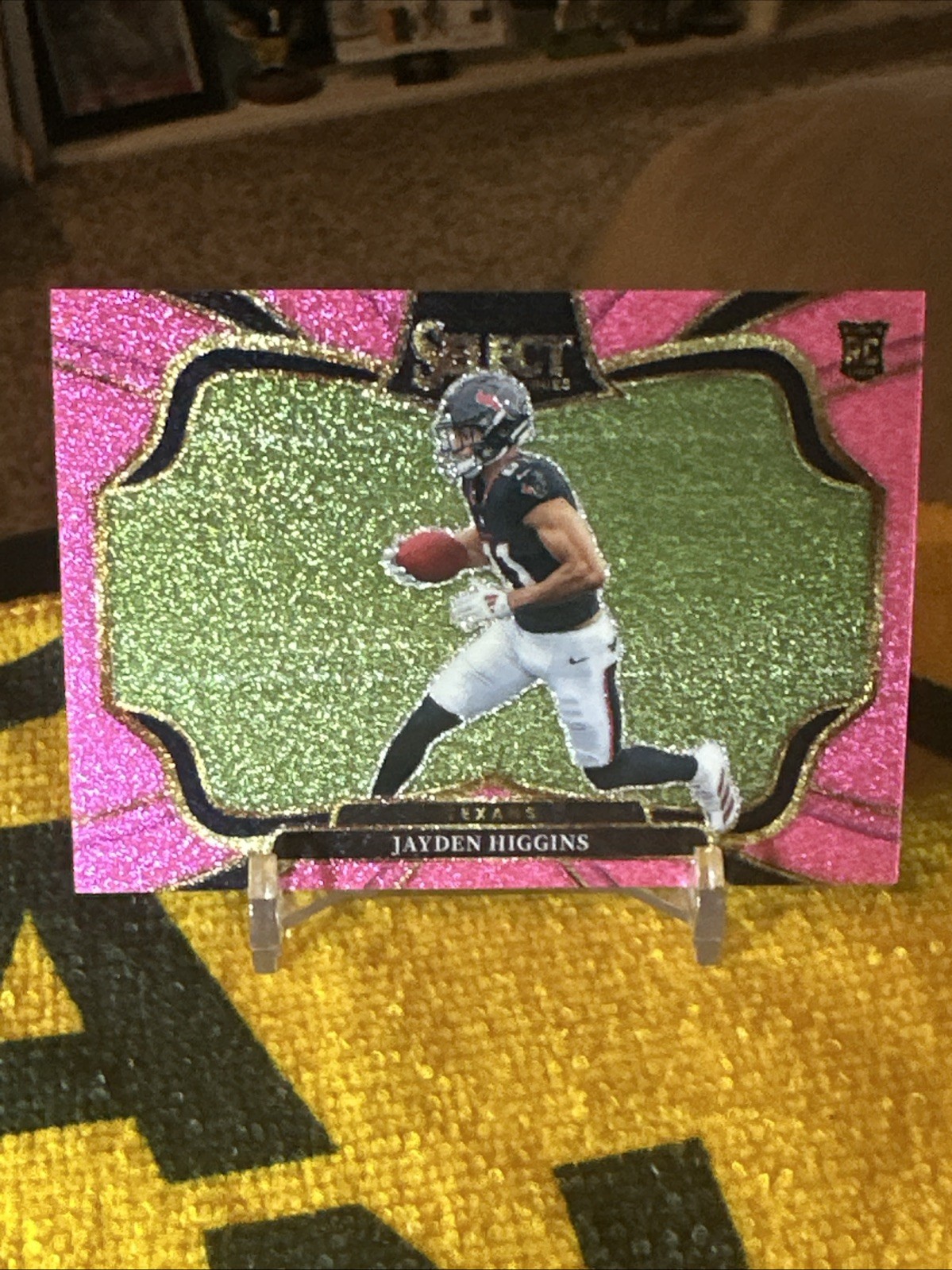 2025 Panini Select Jayden Higgins Field Level Pink Glitter /15 RC Houston Texans