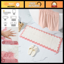 Cute Scalloped Bathroom Runner Rug, Plush Microfiber Non-Slip Bath Mat, 17x47