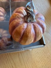 New 6 small resin 2.5" tall pumpkins decor fall halloween orange