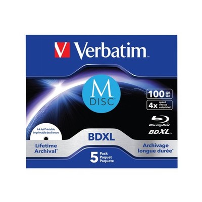 Verbatim M-Disc Blu-ray BD-R XL 100GB 4x Tube à 5 Discs (43834)