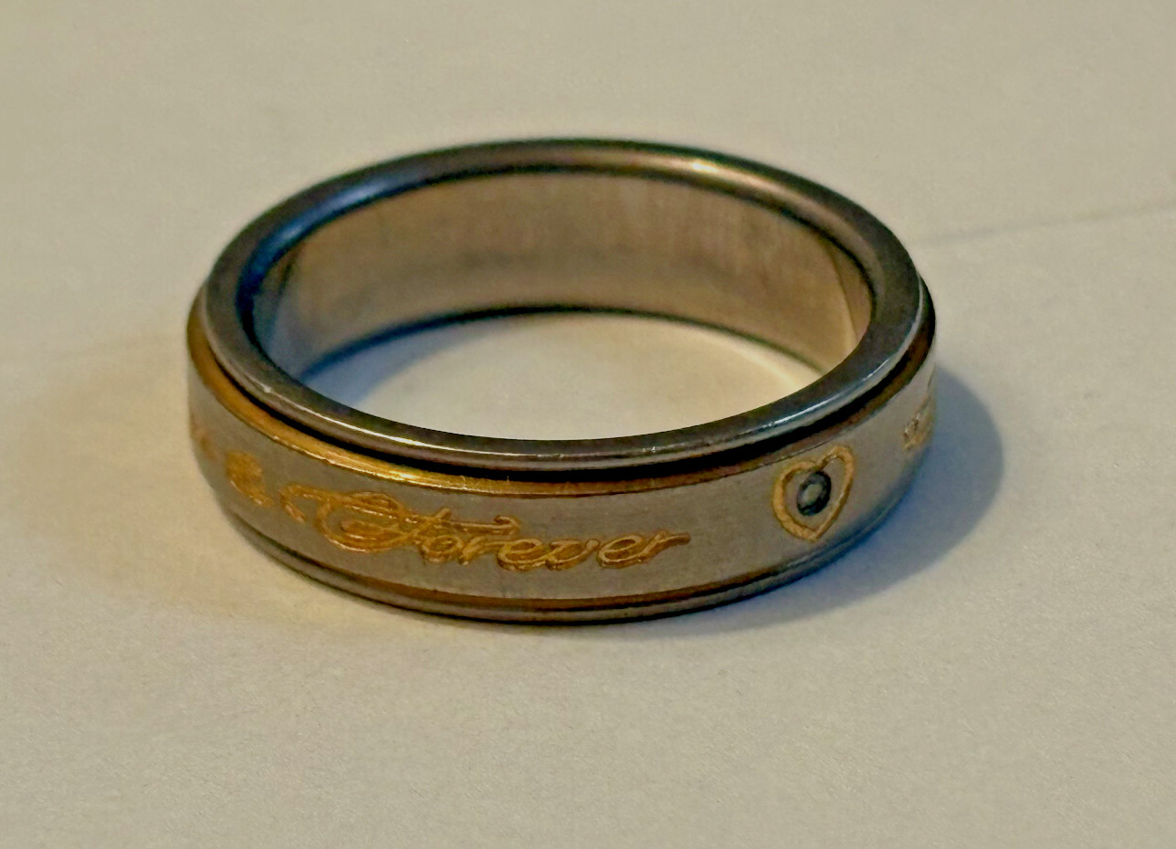 Titanium diamond solitaire spinner engagement wed… - image 1