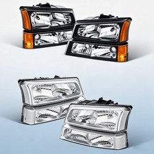 Headlights Bumper Light Chromeblk Fits 2003-06 Chevrolet Silverado 1500 2500hd