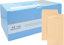 1000 Small Coin Envelopes 2.25" x 3.5" Brown Kraft with Gummed Flap