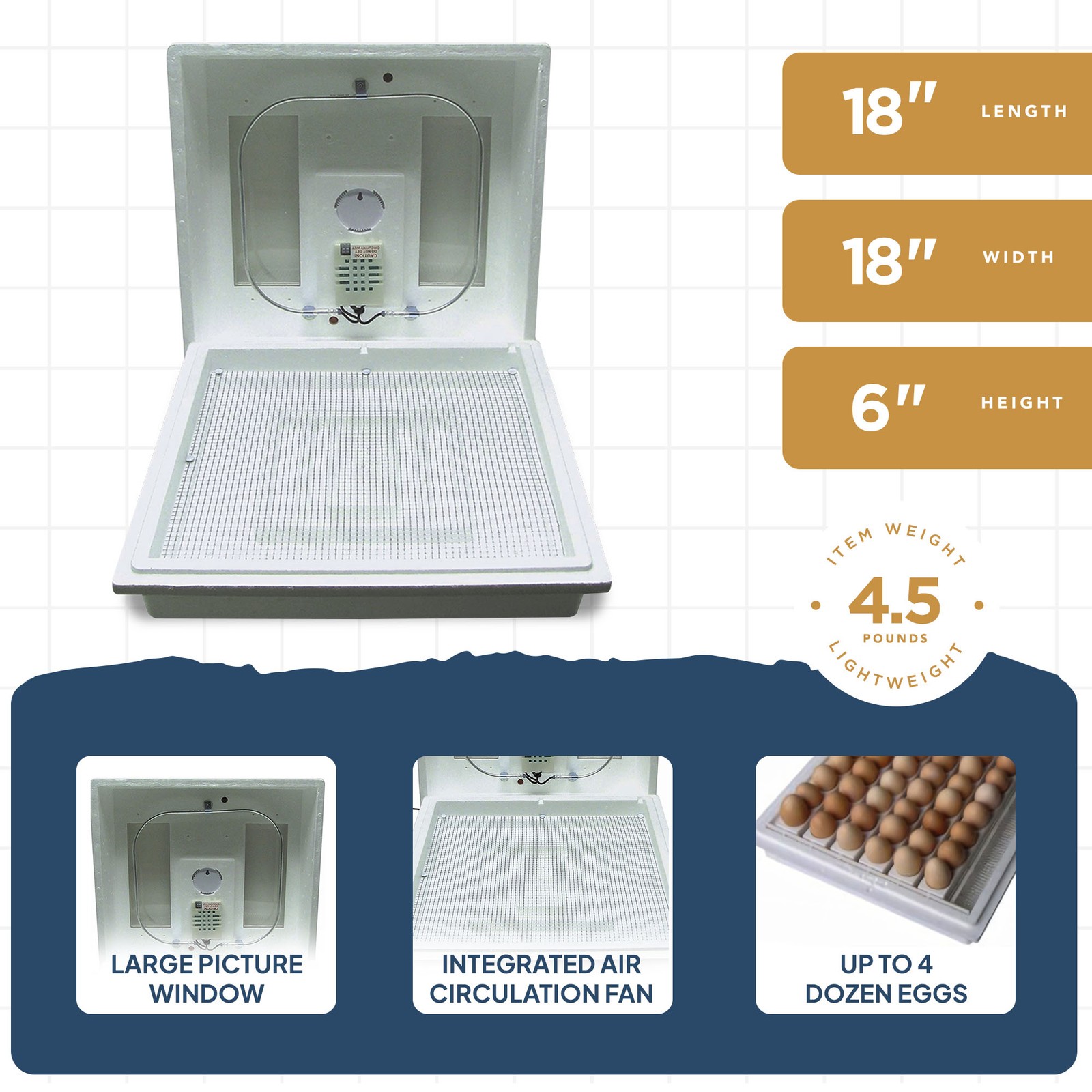 Farm Innovators 2100 Heated Still Air Incubator for 4 Dozen Eggs, White (3 Pack)