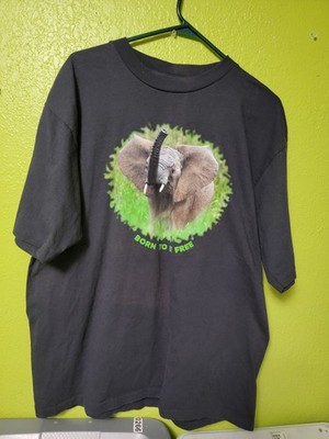 Elephant Born To Be Free Nature Vintage Wildlife Single Stitch 1990s Shirt USA