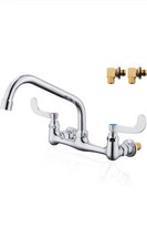 Commercial Sink Faucet Swivel Spout 12  Center Wall Mount Kitchen Faucet Chrome