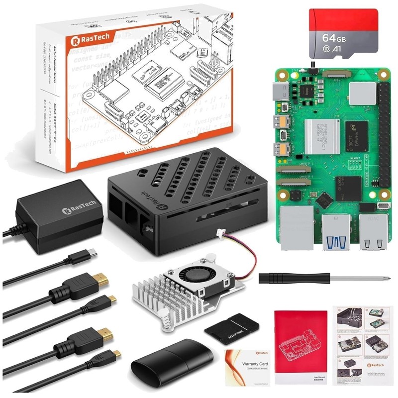 Raspberry Pi 5 Kit - 64GB Card & GaN Power Supply