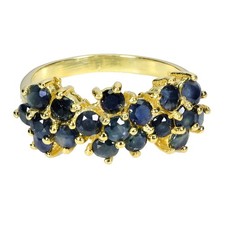 925 Sterling Silver Ring Round Blue Sapphire 3mm Natural Gemstone Jewelry Size 9