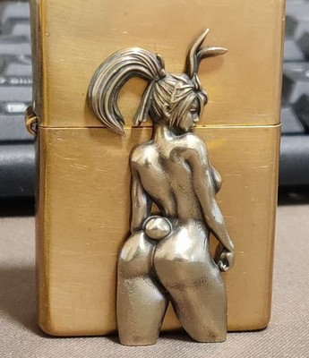 1 piece Brass Sexy Back Rabbit Girl sticker Lighter DIY Accessory