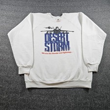 Vintage Desert Storm Sweatshirt Mens XL White Fruit Of The Loom USA 90s Army