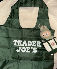 Trader Joe's Mini Micro Tote 2 in 1 Reusable Shopping Bag In HUNTER GREEN COLOR
