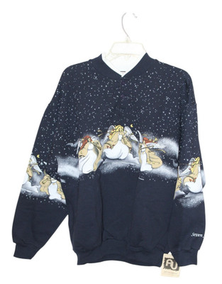 NOS Vtg 90's Art Unlimited Angel Sweatshirt NWT Seven Springs Ski Resort Large