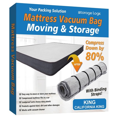 King/Cal-King Foam Mattress Vacuum Bag for Moving, Storage, Vacuum Seal Mattr...