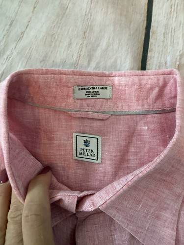 Peter Millar 100% Linen Pink Button Down Long Sleeves Shirt Size XXL - Picture 2 of 7