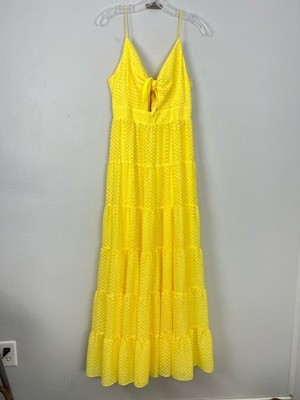 Alice + Olivia Minka Tie Front Tiered Maxi Dress Womens size Large Yellow |  eBay