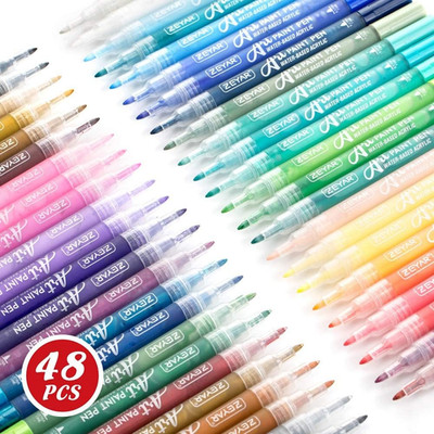 ZEYAR Acrylic Paint Pens, Expert of Rock Painting, Extra Fine, 48 Colors, AP Cer