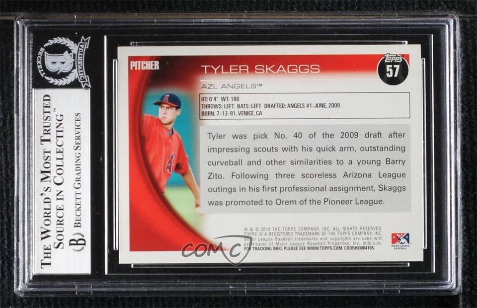 BAS 2010 Topps Pro Debut Tyler Skaggs #57 BGS Authentic Auto - Image 2 of 2