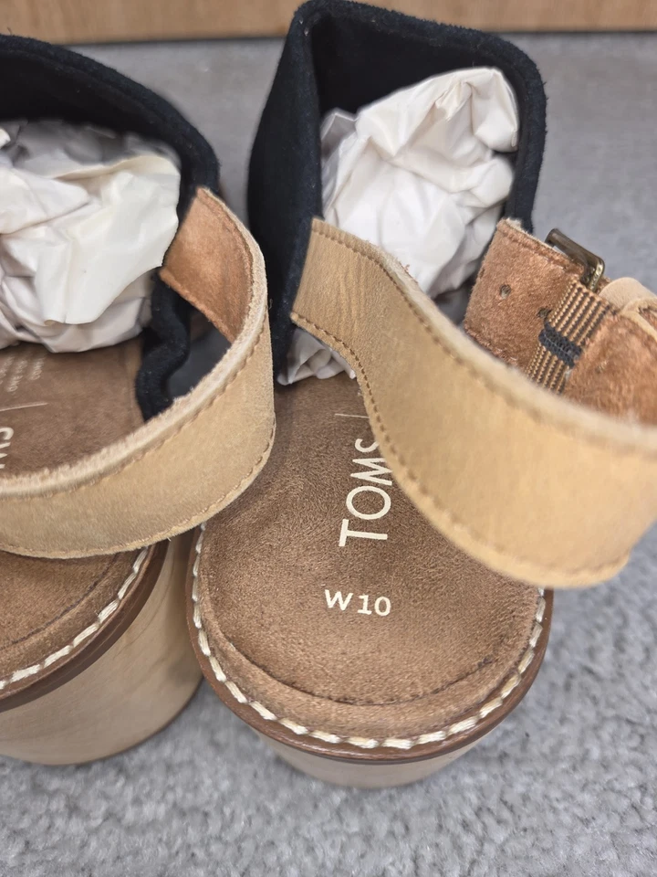 TOMS Leila Slingback Negro Gamuza Mula Tacón Bloque Para Mujer Talla 10 Nuevo Con Etiquetas Foto 4 de 4