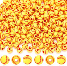 300Pcs Acrylic Softball Beads Charms Sports Ball Beads for Jewelry Making DIY Fr