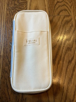 Cute Angoo pencil case Blue  and Ivory expandable zipper multiple pockets NEW!!!