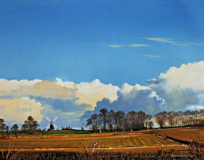 2 x ORIGINAL große Richard Ward Windmühle Aquarelle Rolvenden und Chillenden
