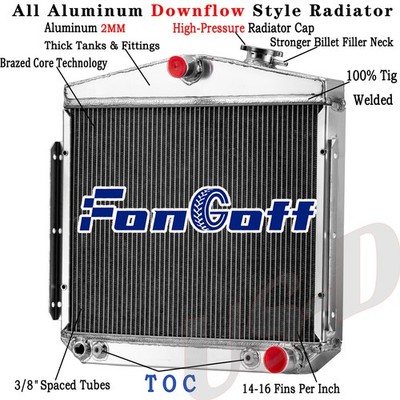 4 Row Aluminum Radiator for 55-57 1956 Chevy Bel Air Small Big Block 4.6L AT