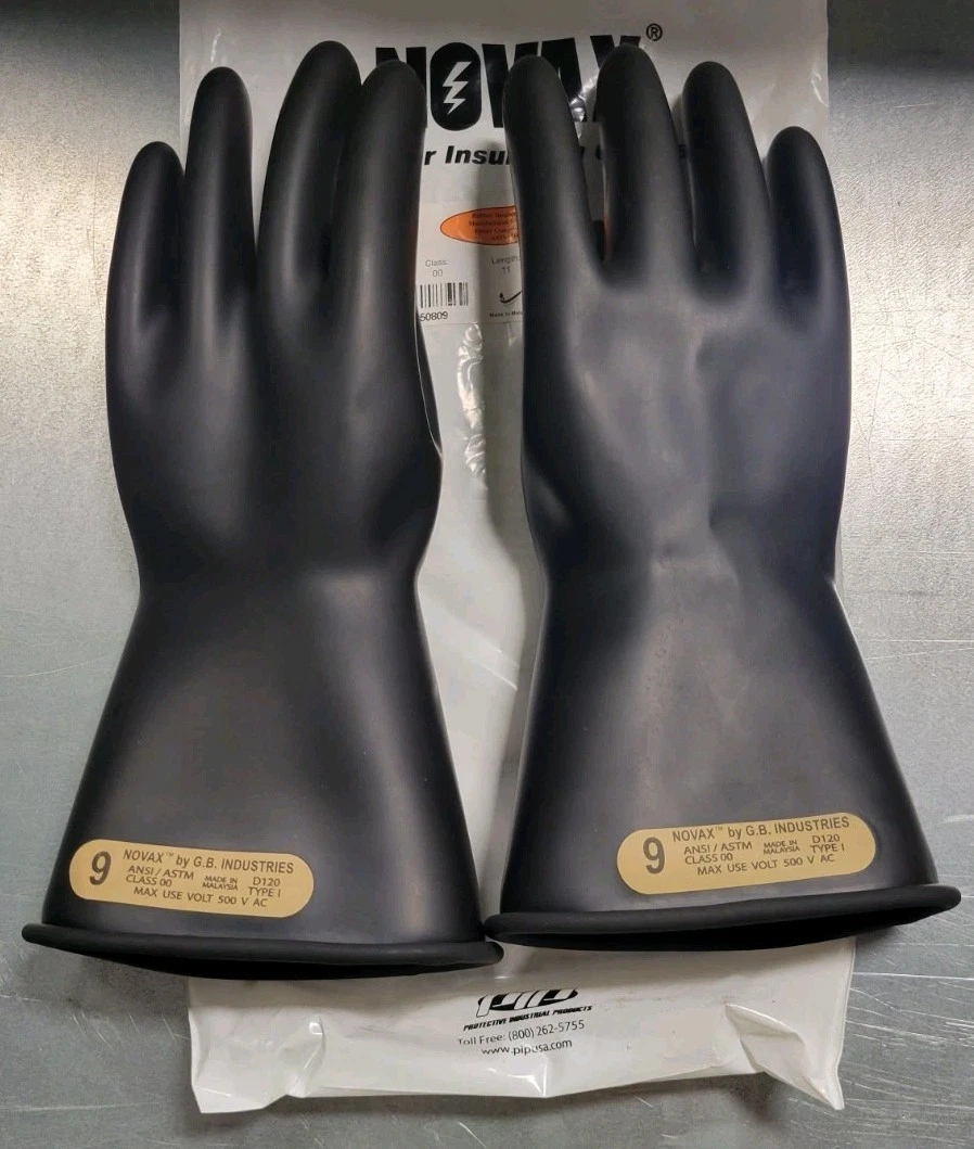 Novax Size 9 11" Long Rubber Insulating Gloves Class 00 *150-00-11/9