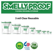 SmellyProof CLEAR Smell Proof Bags 3 mil 7 Sizes / x5 or LOT Sacks / FREE SHIP