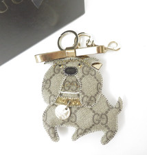 Authentic GUCCI Guccioli Bulldog Dog Key Holder Bag Charm Accessory I 51401