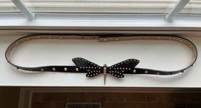 Gucci Black Leather Dragonfly Stud Belt Leather belt Gucci Black size 80 cm in Leather - 29126987 main image 2
