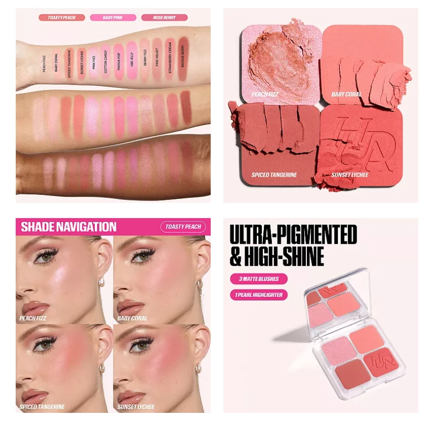 Paleta de filtros de rubor Huda Beauty melocotón tostado - rubor + iluminador - NUEVO Foto 4 de 4