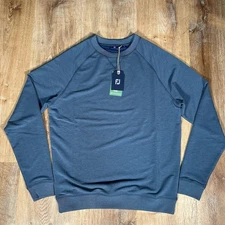 NEW FOOTJOY Drirelease Men’s Small FRENCH TERRY CREWNECK SWEATER INK Heather