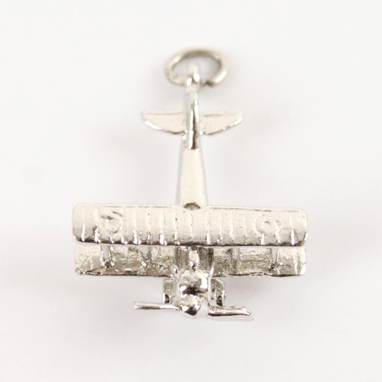Vintage Sterling Silver 3D Biplane Airplane Aircraft Charm