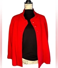Randy Kemper wool blend red three button jacket NWT size 12 pockets 3/4 Sleeves