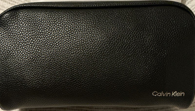 Calvin Klein Black Men's Tote Shaving Kit Toiletry Bag Zip Top Handle Strap