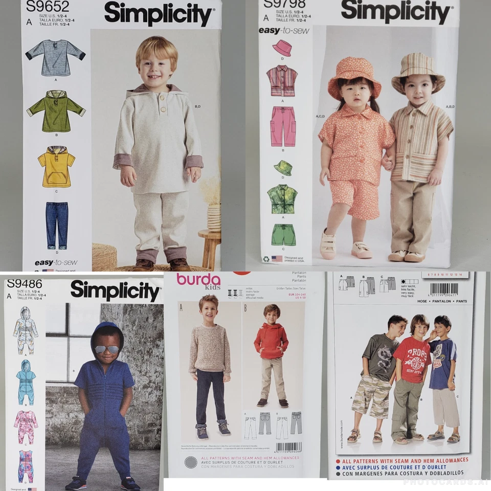 BOY!! UNCUT! U-PICK! Sewing Patterns Baby Toddler Kid Pants Shorts Tops Jacket - Image 2 of 2