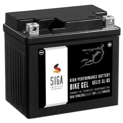 SIGA GEL Motorrad Batterie YTX5L-BS 5Ah 12V 120A/EN GEL12-5L-BS, YTX5L-4, 50412