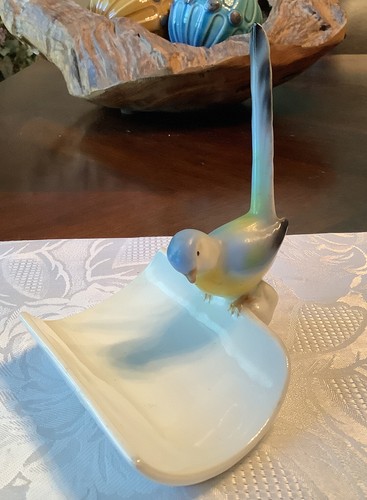 Gerold & Co Tettau Bavaria Vintage porcelain blue bird pen holder - Picture 2 of 11
