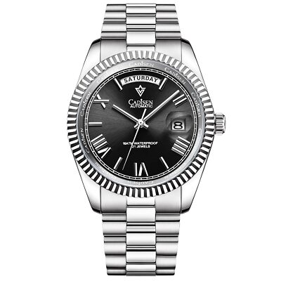 CADISEN Men Automatic Watch Sapphire Luxury Mechanical Wristwatch Stainless S...