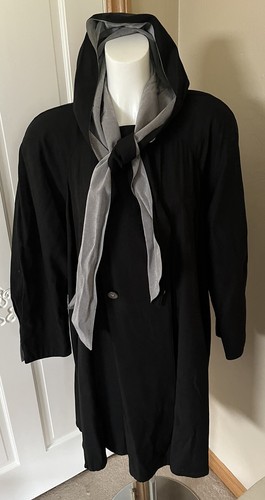 Gallery Vintage Women’s Raincoat Black/Gray Coat Jacket Size XS - Picture 3 of 11